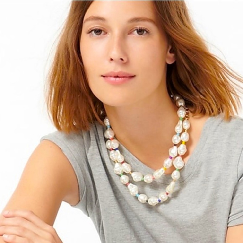 NWT J. Crew fun chunky double strand pearl necklace